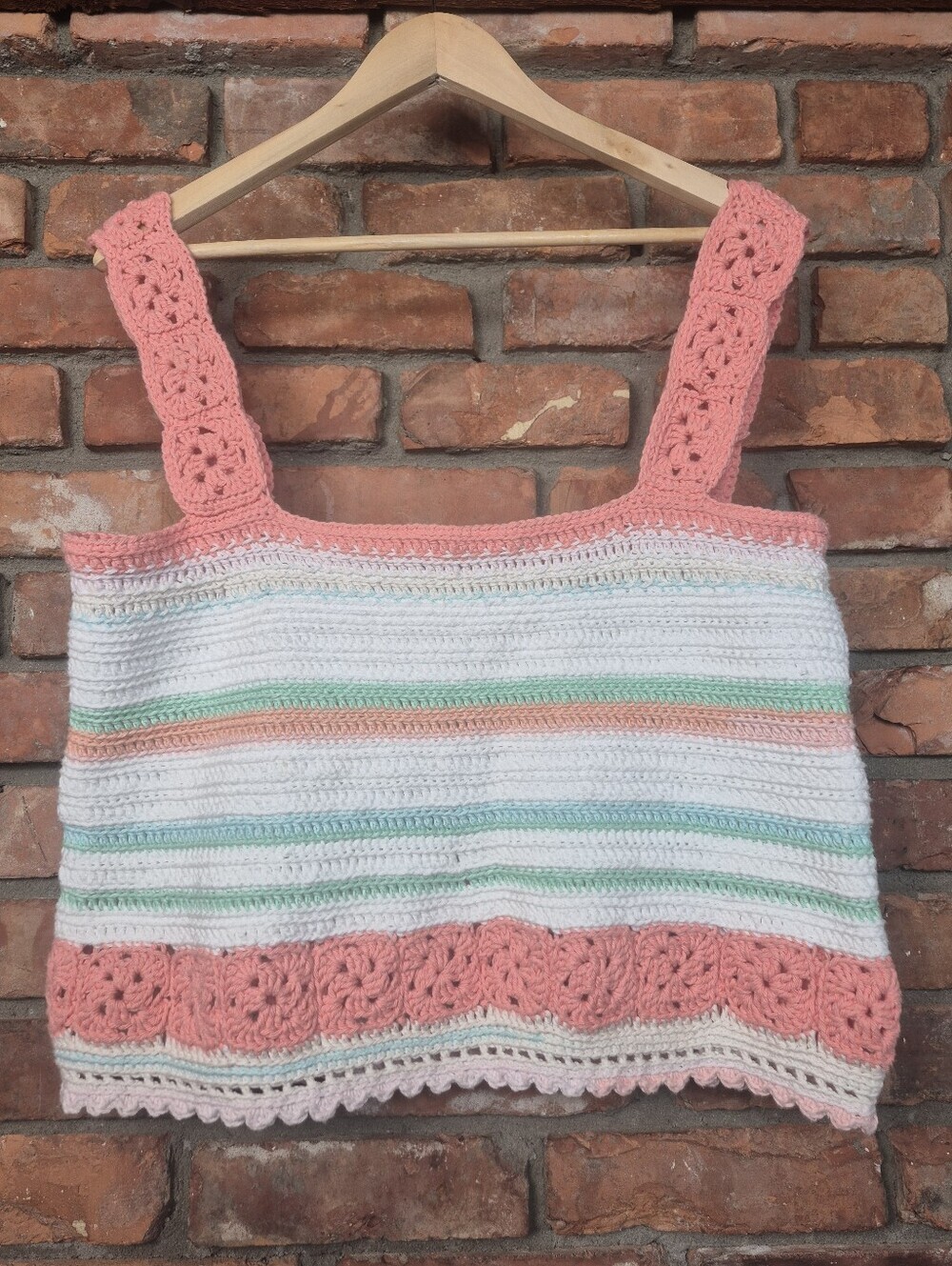 Handmade Crochet Crop Top Granny Square Boho Festival Cottagecore Coastal OOAK